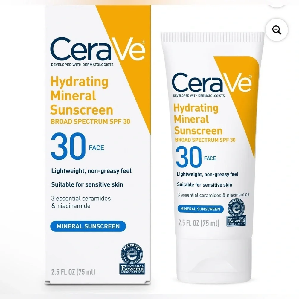CeraVe Hydrating Mineral Sunscreen SPF 30 Face Lotion for Sensitive Skin